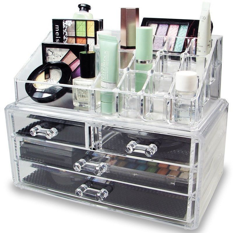 Acrylic 4 Drawer Makeup Case Cosmetic Brush Organizer Jewelry