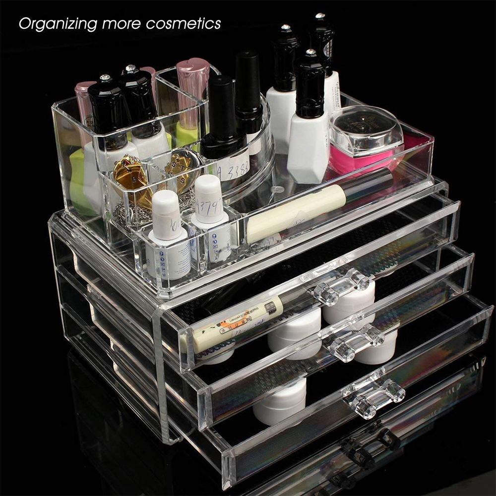 Clear Acrylic Cosmetic Organizer 3 Drawer Drawer Makeup Case Storage