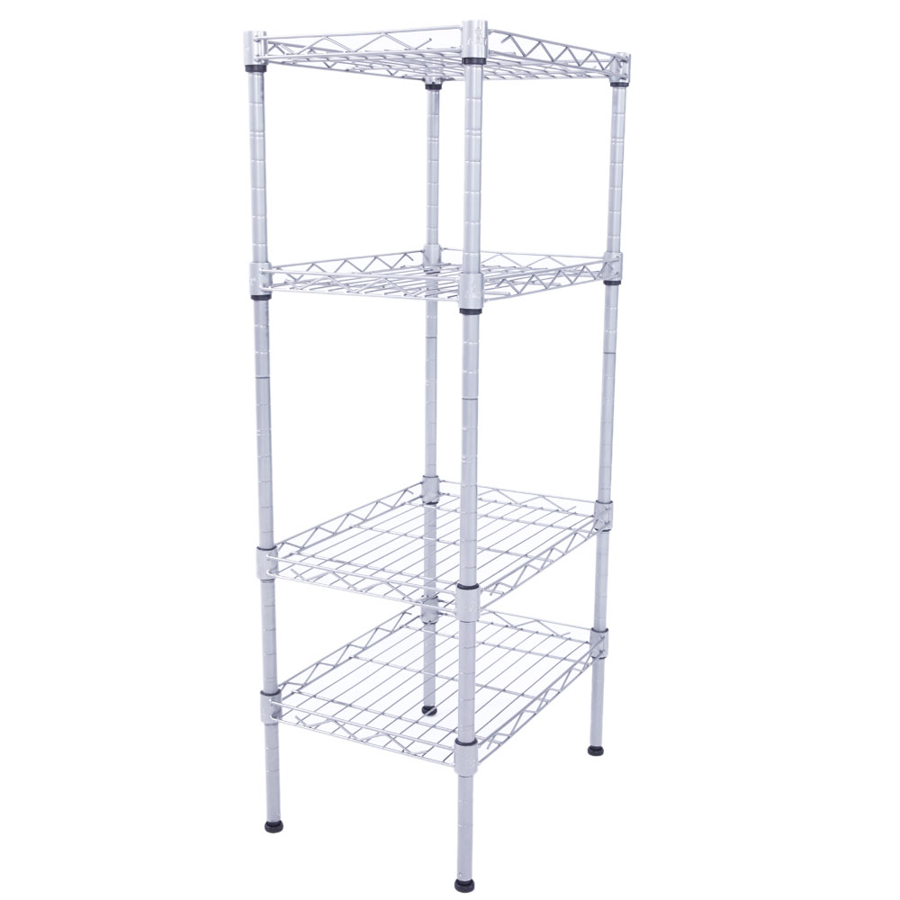 32 Quot 4 Tier Shelves Wire Shelving Rack Shelf Adjustable Storage Mesh Border Ebay Wire Shelving Installation Template