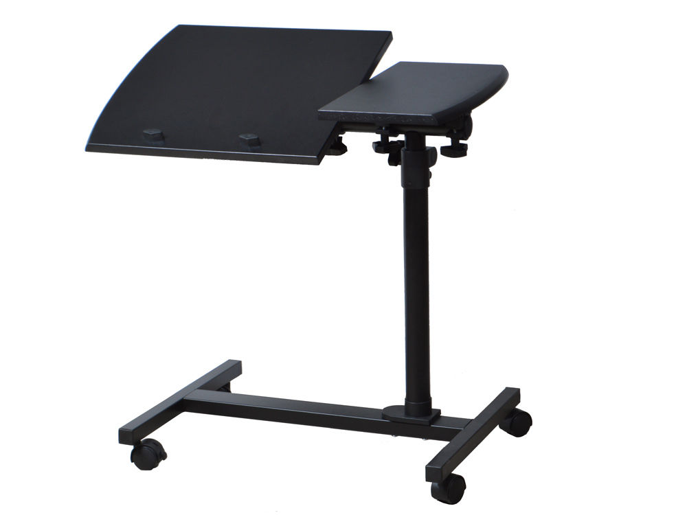 Details About Adjustable Side Bed Laptop Table Computer Stand Desk Rolling Cart Overbed Sofa