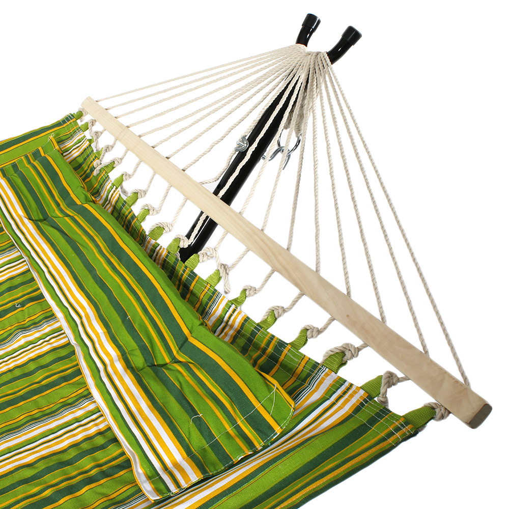 Heavy Duty Fabric Double Hammock With Pillow Spreader Bar 12 Person