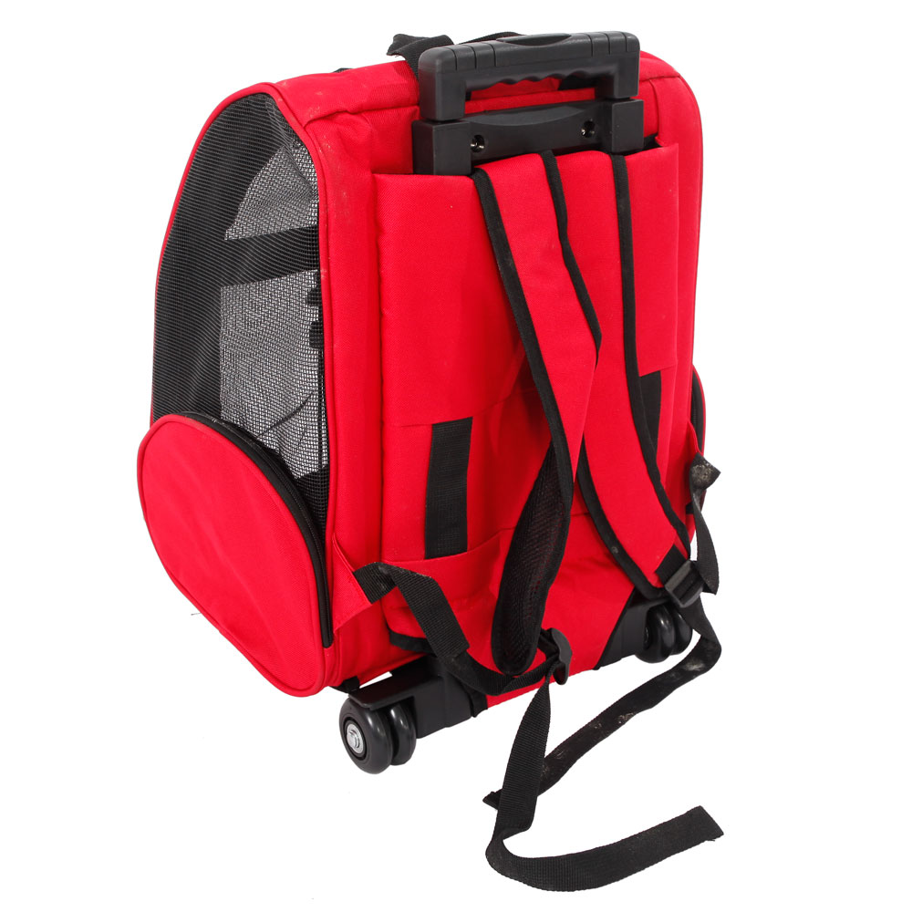 Pet Carrier Dog Cat Rolling BackPack Travel Wheel Luggage Bag Oxford