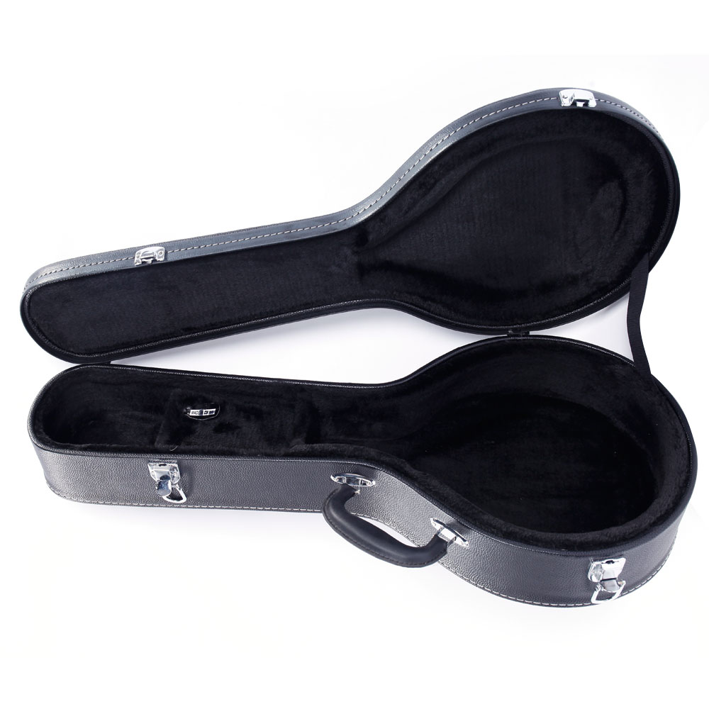Glarry F-Style Mandolin Hard Shell Case - Leather & Wood Construction, Plush Interior, Microgroove Pattern