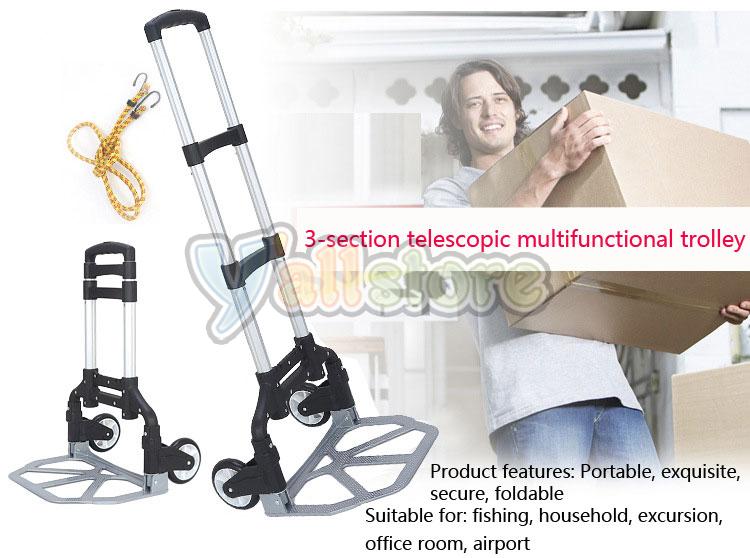 thumbnail image 2 of 170 Lbs Capacity Folding Aluminum Luggage Cart & Hand Truck With Bungee Cord - Portable & Lightweight 2 of 3