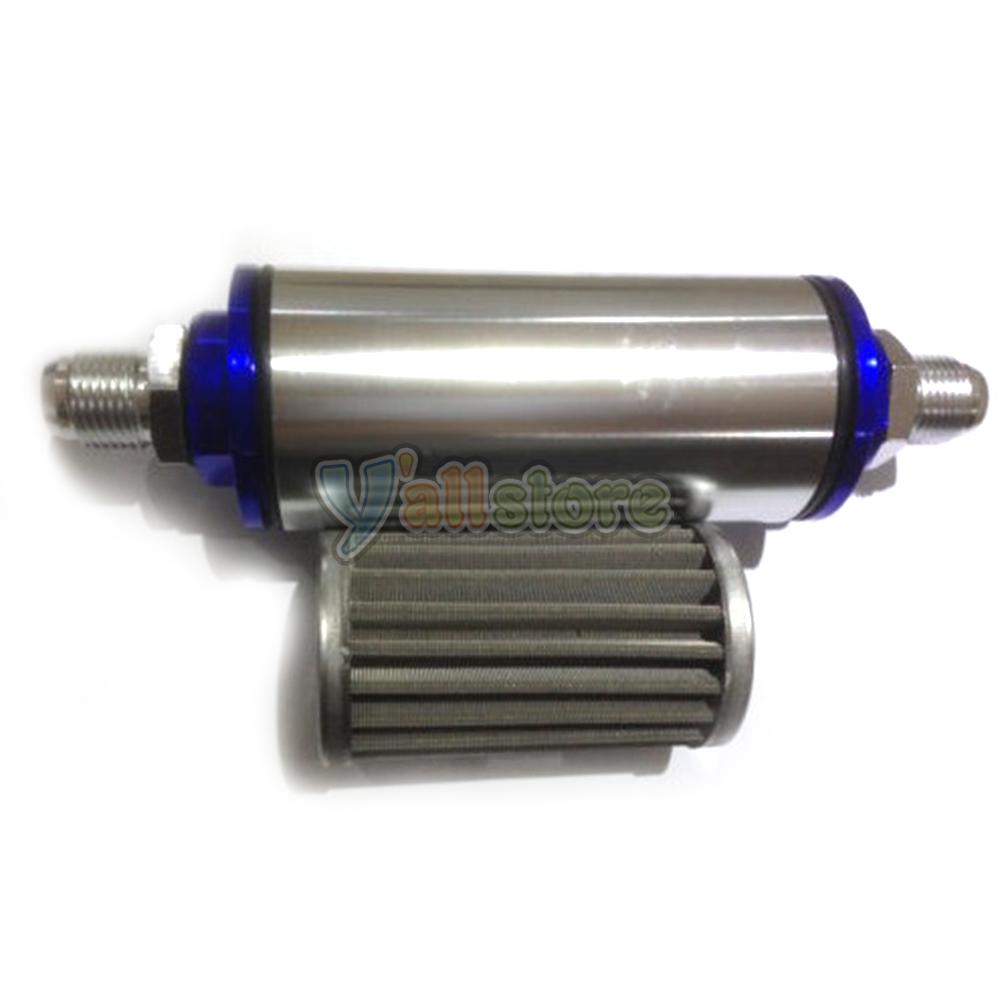 Universal Fuel Filter High Flow 100 Micron Cleanable SS AN6 AN8 AN10 Silver