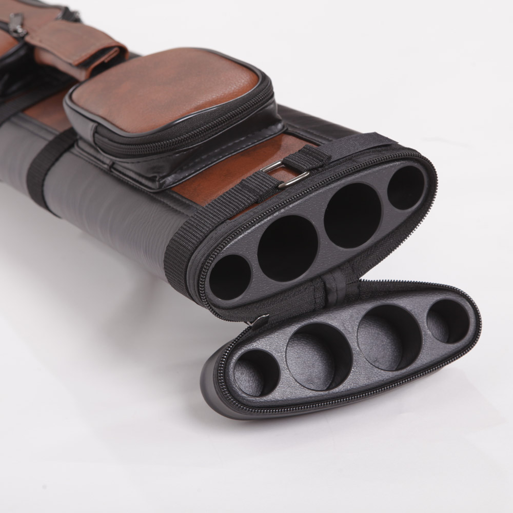 Leather 2x2 1/2 Billiard Stick Pool Hard Cue Tube Case Black & Brown