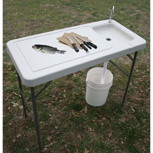 portable fish table with faucet