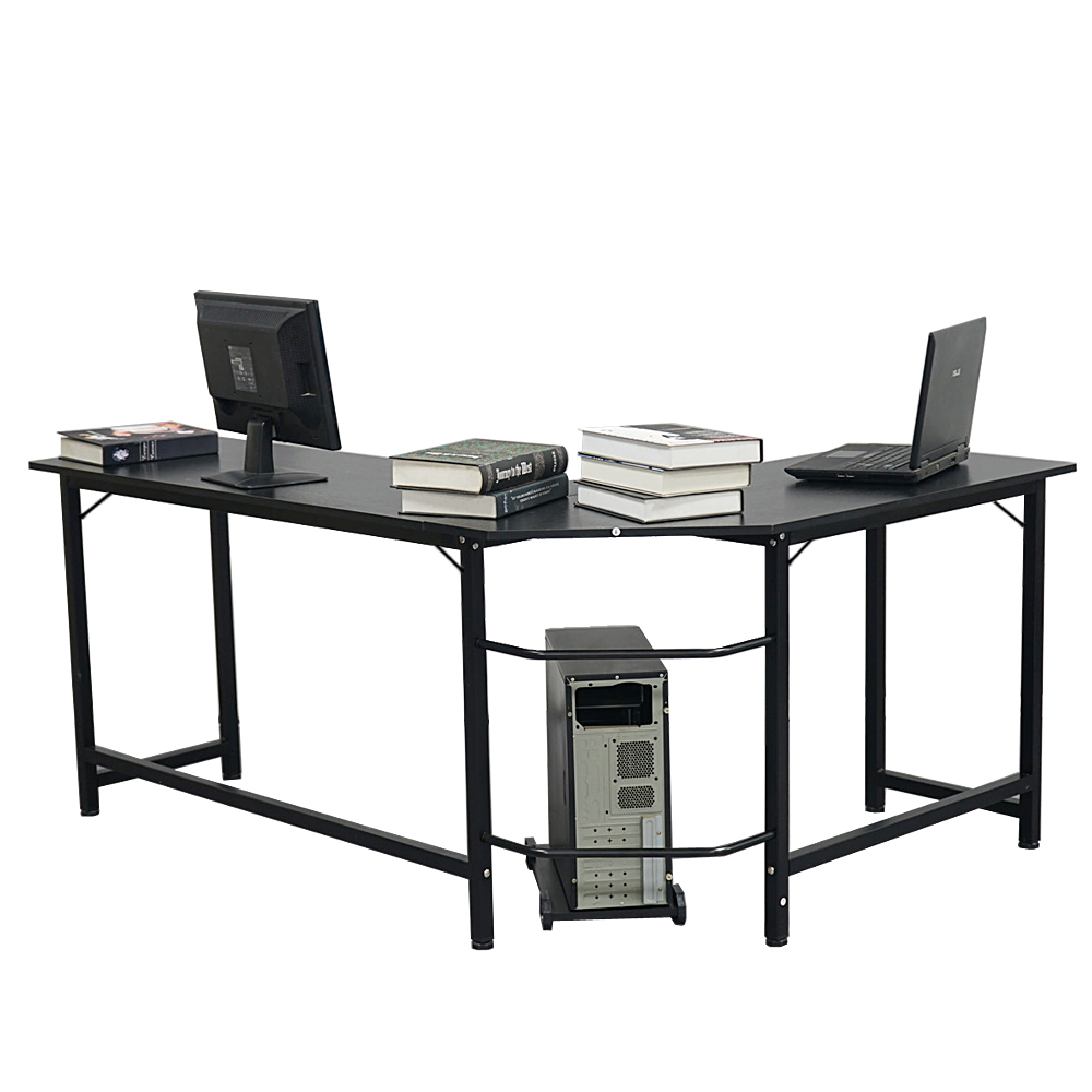 Details About L Shaped Desk Corner Computer Gaming Laptop Table Workstation Home Office Black