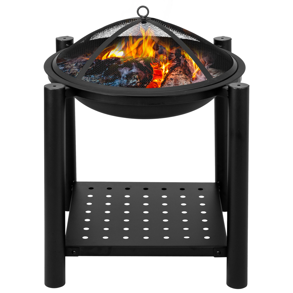 22inch Fire Pit Firepit Bowl Wood Burning W Mesh Enclosure Cover